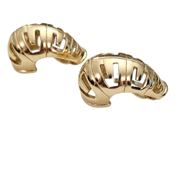 Givenchy Gold Tone Clip On Earrings J Style Half Loop, Signed - Picture 7 of 14